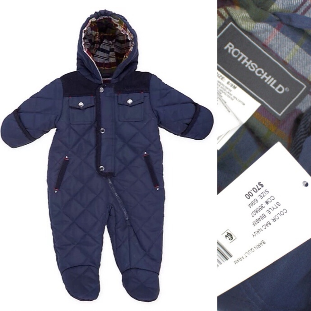 Rothschild Kids Barn Quilted Pram in Navy 6-9 Mos.